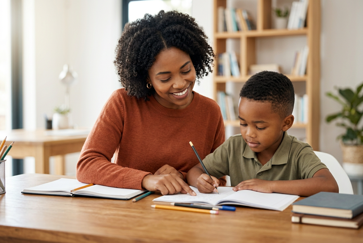 Tutor helping a young learner